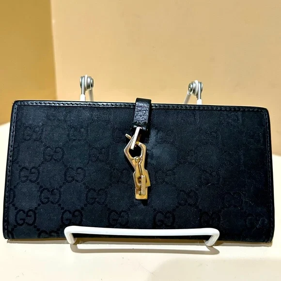 Gucci | Bags | Gucci Jackie Black Gg Webbed Long  display picture 3